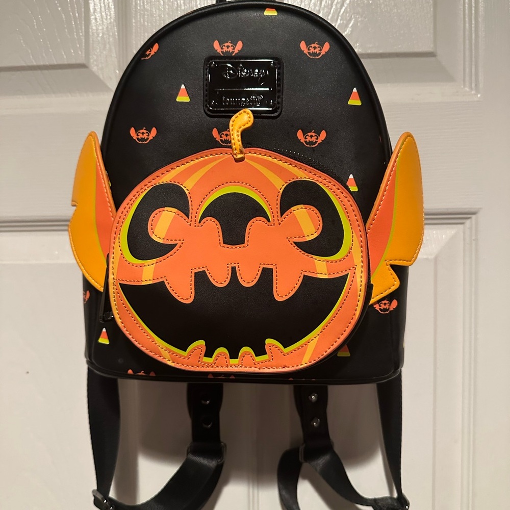 Loungefly Disney Pumpkin Stitch Mini Backpack Exclusive  Halloween New